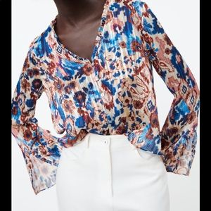 Zara Metallic Thread Printed Top
